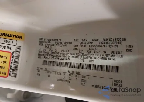 2025 Ford Bronco Big Bend from USA, damaged, VIN 1FMDE7BH6SLB82668